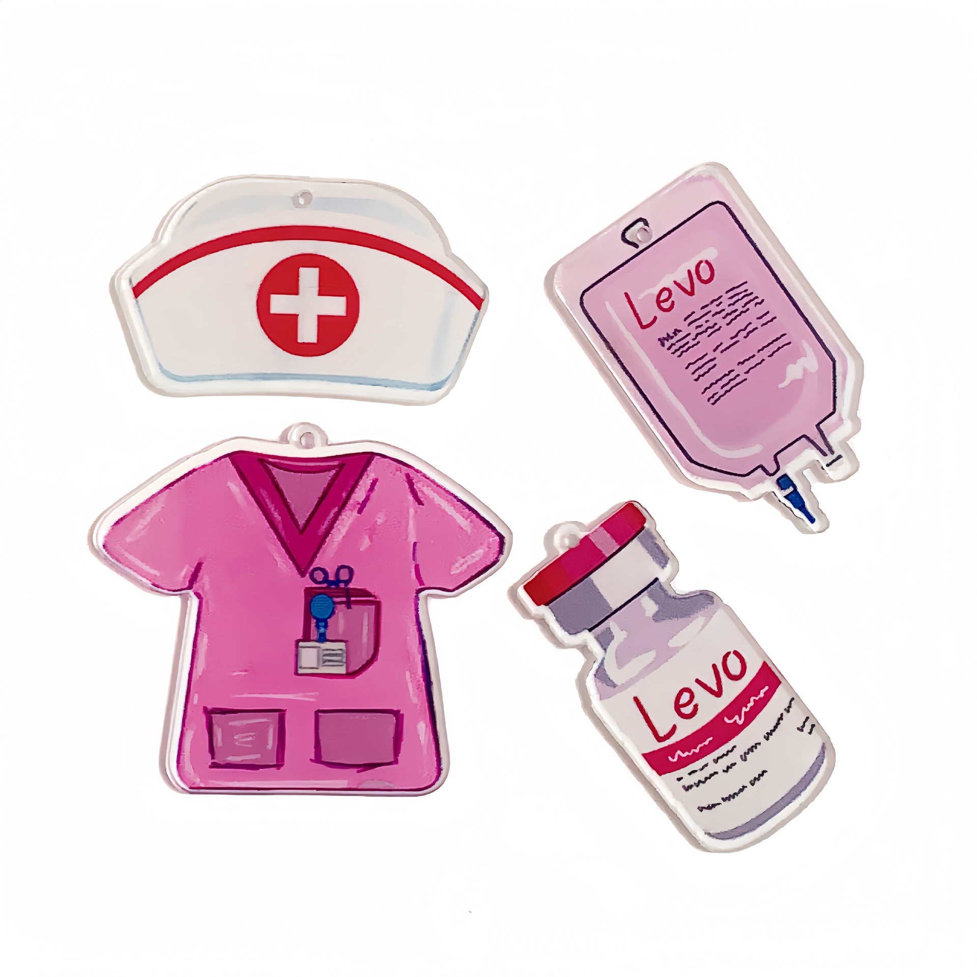 Wholesale 30pcs Nurses'  Day Pink Acrylic Pendant DIY